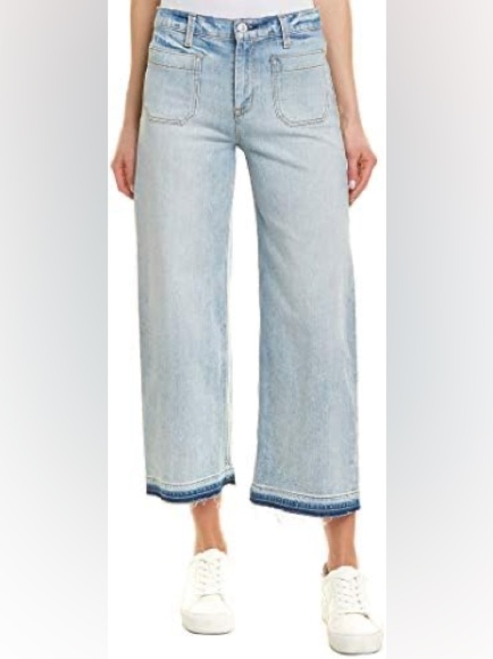 Women’s Hudson High Rise Wide Leg Distressed Cropped Jeans With Raw Hem Size 26